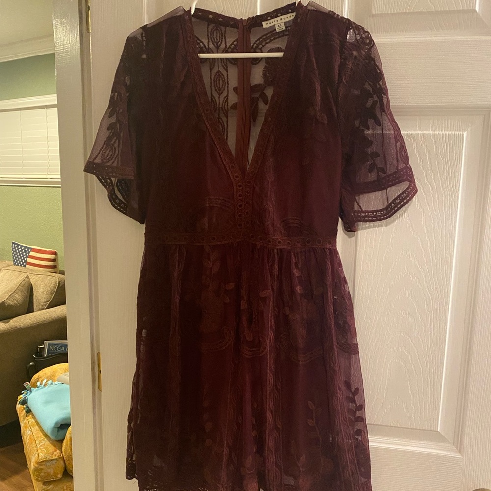 Maroon lace dress size m